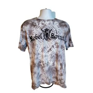 Rebel Spirit‎ Mens 2XL XXL Gray Wings Cotton T-Shirt Grunge Streetwear (K4)